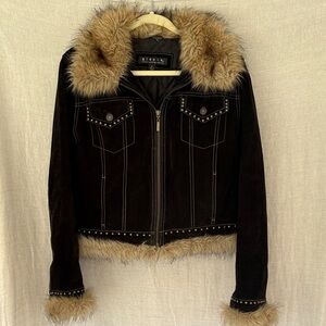 Giacca Vintage Faux Fur Leather Coat
